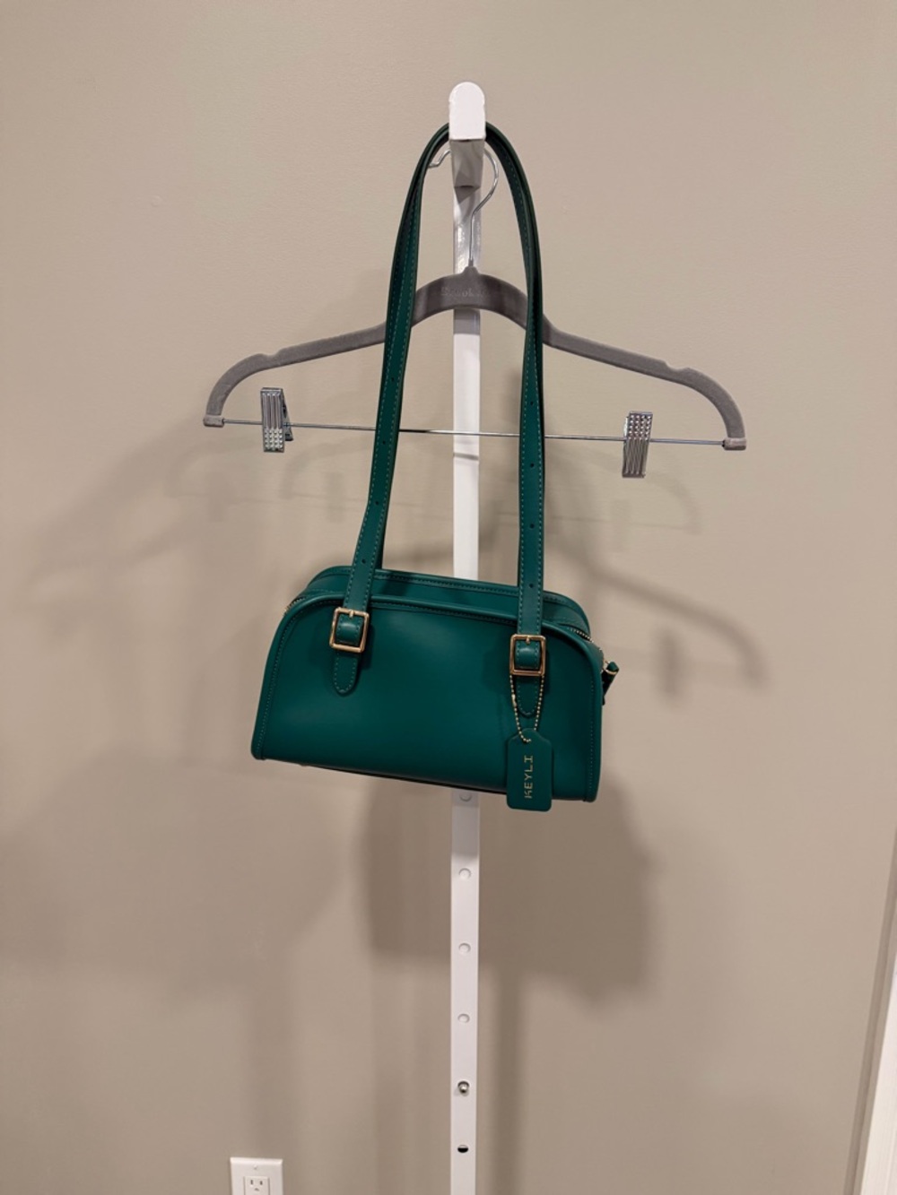 Teal Shoulder Bag with Gold Hardware